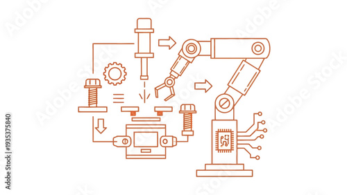 Industrial Robot Arm Machinery Equipment Diagram.