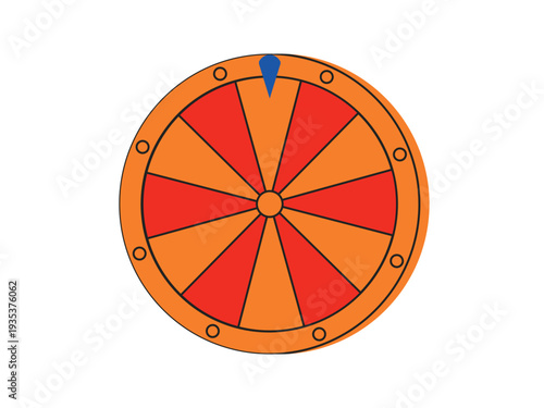 Wheel of fortune, gamble game, round roulette with arrow