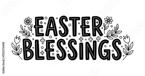 Christian Easter typography, inspirational religious lettering decorative vintage style