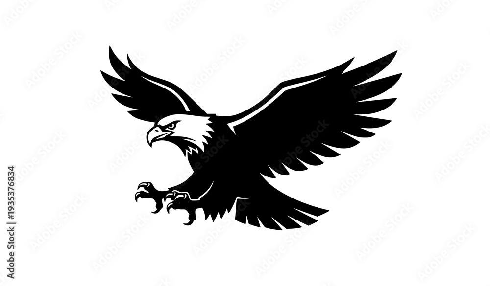 Obraz premium Bald eagle flying with talons icon vector