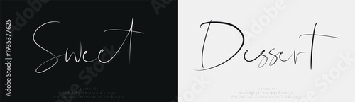 Sweet Desert, Script elegant alphabet beauty logo font. Classic beautiful Modern luxury Serif Letter Minimal Fashion. Typography decoration logotype fonts, wedding, logos. vector illustration

