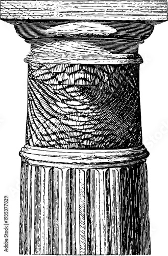 Vintage ornamental column sketch with vertical architectural design for classical decor use