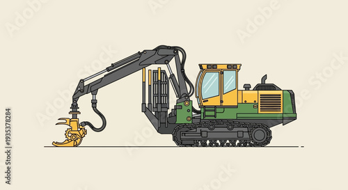 Forestry Harvester Machine, Timber Logging Equipment, Industrial Vehicle