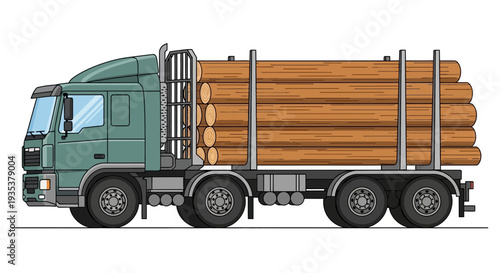 Timber transport truck loaded with logs