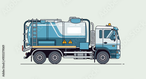 Water Tanker Truck - Industrial Vehicle, Blue and White