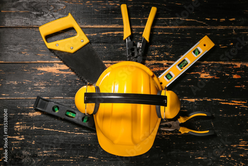 Yellow hardhat with constru...