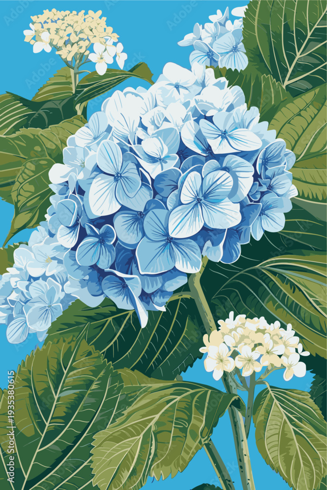 Naklejka premium Hydrangea flower background. Floral botanical pattern for decorative designs