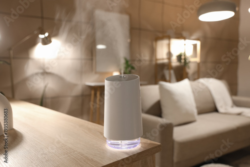 Modern air humidifier on ta...