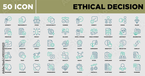 Ethical Decision Icon Sheet Line Color