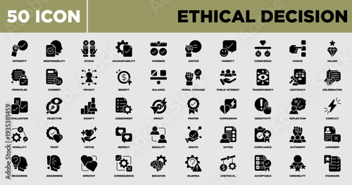 Ethical Decision Icon Sheet Glyph Black