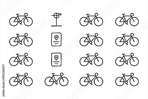 Smart Bike Sharing System Icon Set For Transportation Apps