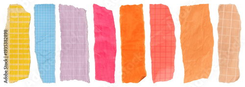 PNG Colorful torn paper textures on transparent background