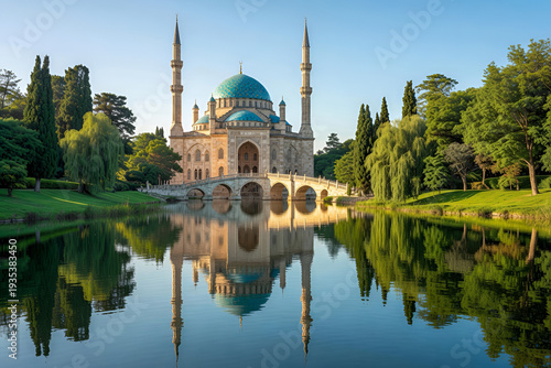 Islamic Spirituality and Culture: A Journey Through Faith and Tradition, historic blue mosque with landscape view, blue mosque with awesome view


