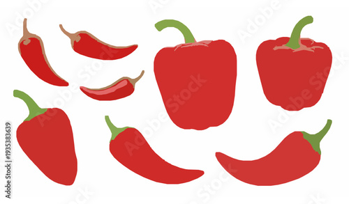 3D cartoon chili pepper vegetable vector set