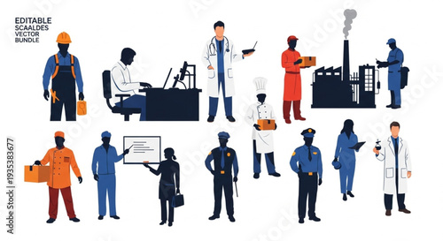 Diverse Group of Professionals Representing Various Occupations.