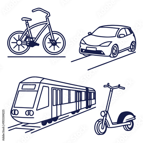 Various modes of transportation icons