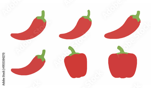 Chili and capsicum farm food 3D vector icons