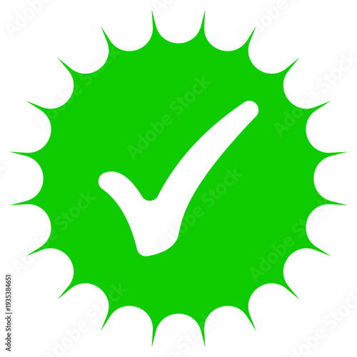 Green Verified Badge Vector Icon Approved Tick Mark Starburst Guarantee Quality Seal