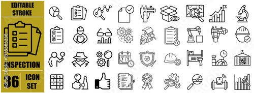 Inspection icon set. Editable line icons. Vector illustration. 