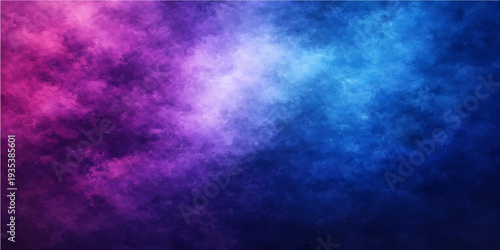 A dark blue abstract background features a design of smoke and clouds with a cosmic galaxy texture and lightning light patterns resembling a stormy night sky
