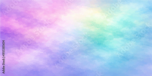 Abstract colorful watercolor background with bokeh blur featuring a bright sunny blue sky and soft clouds in a beautiful summer nature atmosphere