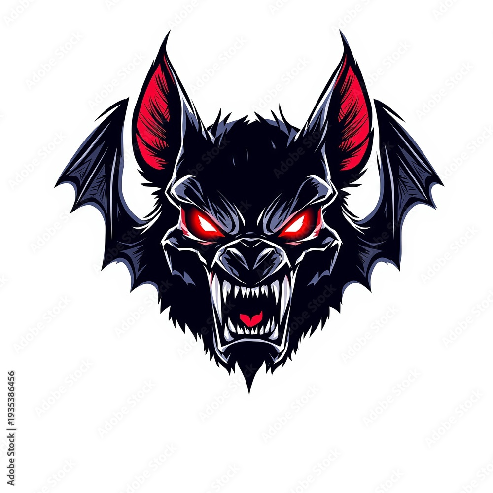 Obraz premium Menacing Bat Head with Red Eyes.