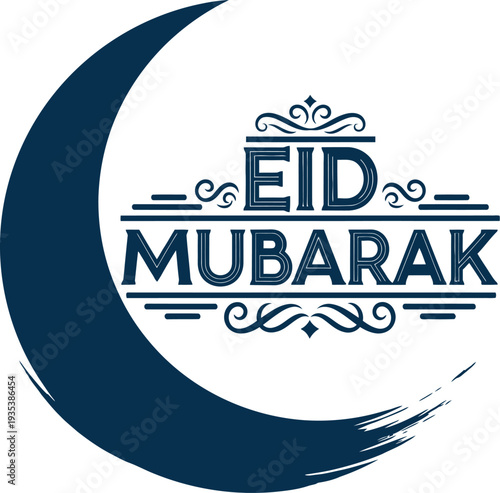Eid mubarak greeting with crescent moon design