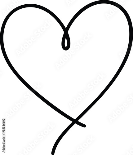 A simple hand drawn heart symbol with a looped line