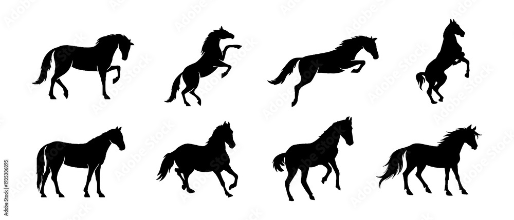 Fototapeta premium Dynamic Horse Silhouettes Set