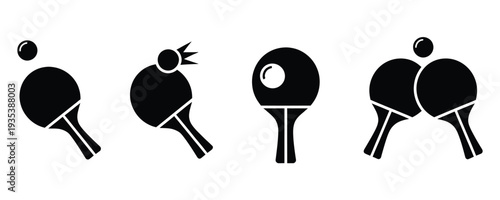 Table tennis paddles hitting ball in action sequence