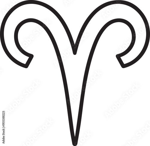 A simple line art illustration of the Aries zodiac sign, a symbol of determination, courage, and leadership.