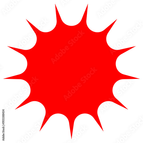 Red Spiky Starburst Badge, Sharp Sunburst Sticker Icon for Marketing and Flash Sales