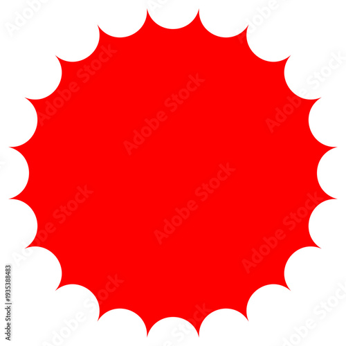 Red Starburst Sticker Icon, Sunburst Badge Symbol for Sales and Promotions
