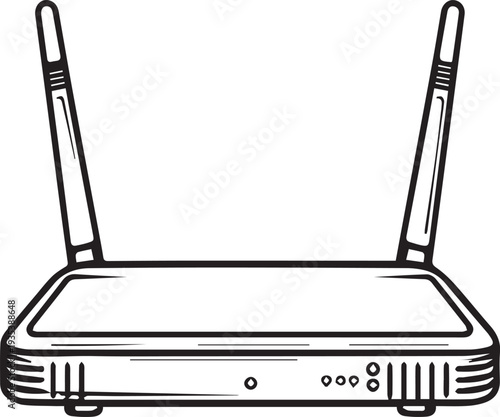 A modern Wi-Fi router, connecting the digital world, is illustrated with precision, emphasizing its crucial role in data transmission.