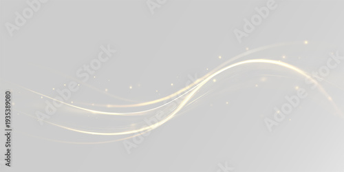 Konstfotografi Luxury golden sparkling wave with luminous light streaks for festive decorative