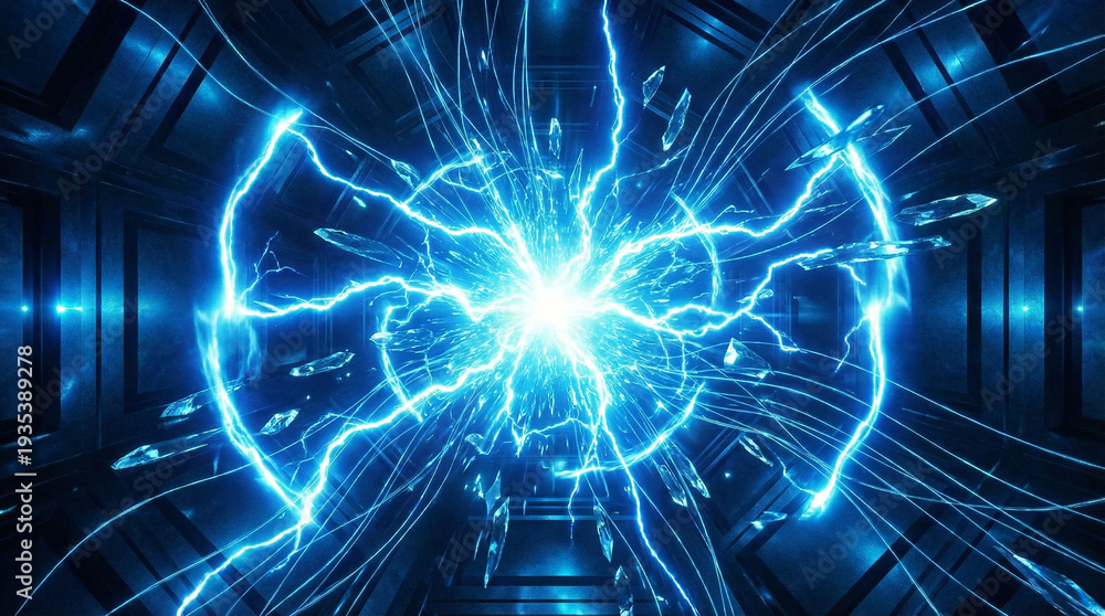 Obraz premium Abstract energy ball with electric discharges science fiction