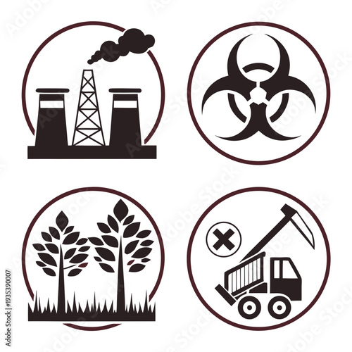 Environmental warning signs for pollution and conservation