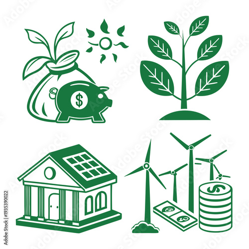 Renewable energy and sustainable finance icons