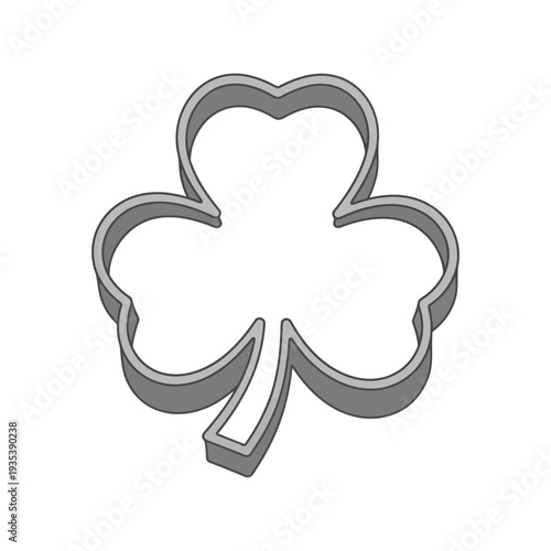 Shamrock Cookie Cutter Outline Vector for St. Patrick's Day, Irish Holiday Clipart Design