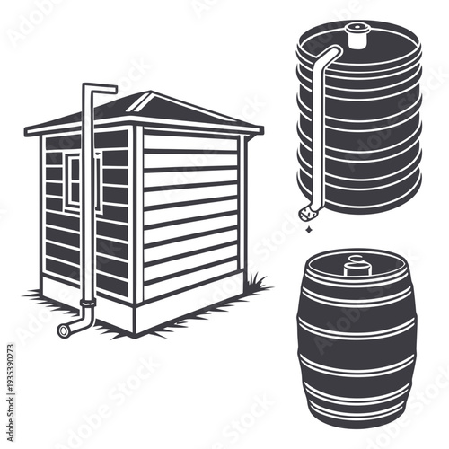 A small house with a rainwater collection system