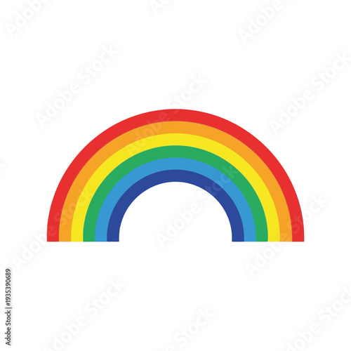 Colorful rainbow vector illustration isolated on white background for kids and design projects