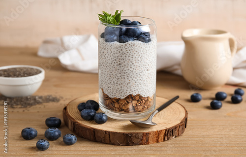 Glass of tasty chia seed pu...
