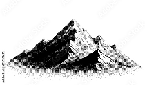 Halftone Stipple Mountain Vector with Brutalist Y2K Grunge Photocopy Texture for Punk Music Poster Design