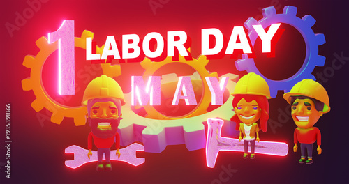 Wallpaper Mural International Labor Day, May 1st, 3d render.  Torontodigital.ca