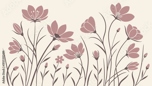 Elegant Dusty Rose Floral Border Design for Wedding Invitations Branding Packaging Feminine Home Decor Background