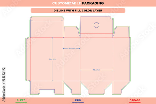 Auto bottom snap lock box dieline with custom dimensions insert option editable stylish customizable carton packaging design vector template print ready die line