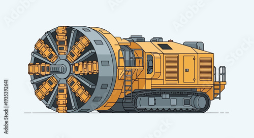 Giant tunnel boring machine, heavy construction equipment, industrial vehicle