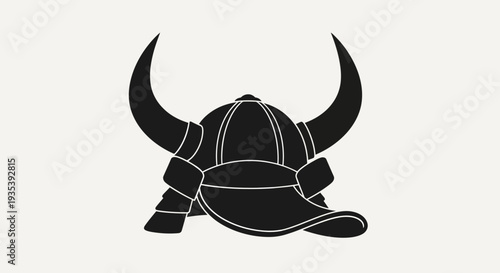 Black Viking Helmet with Horns Silhouette Icon