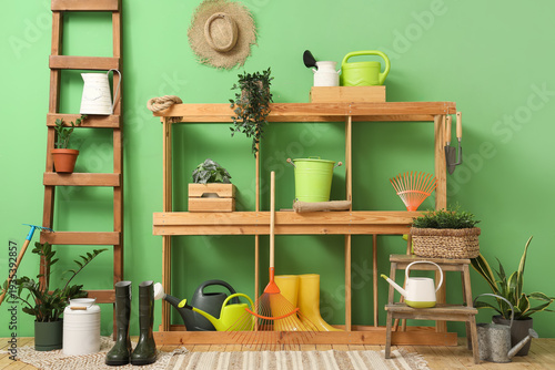 Interior of workshop with g...