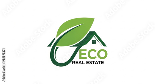 Eco Real Estate Logo - Sustainable Home and Green Leaf Design.